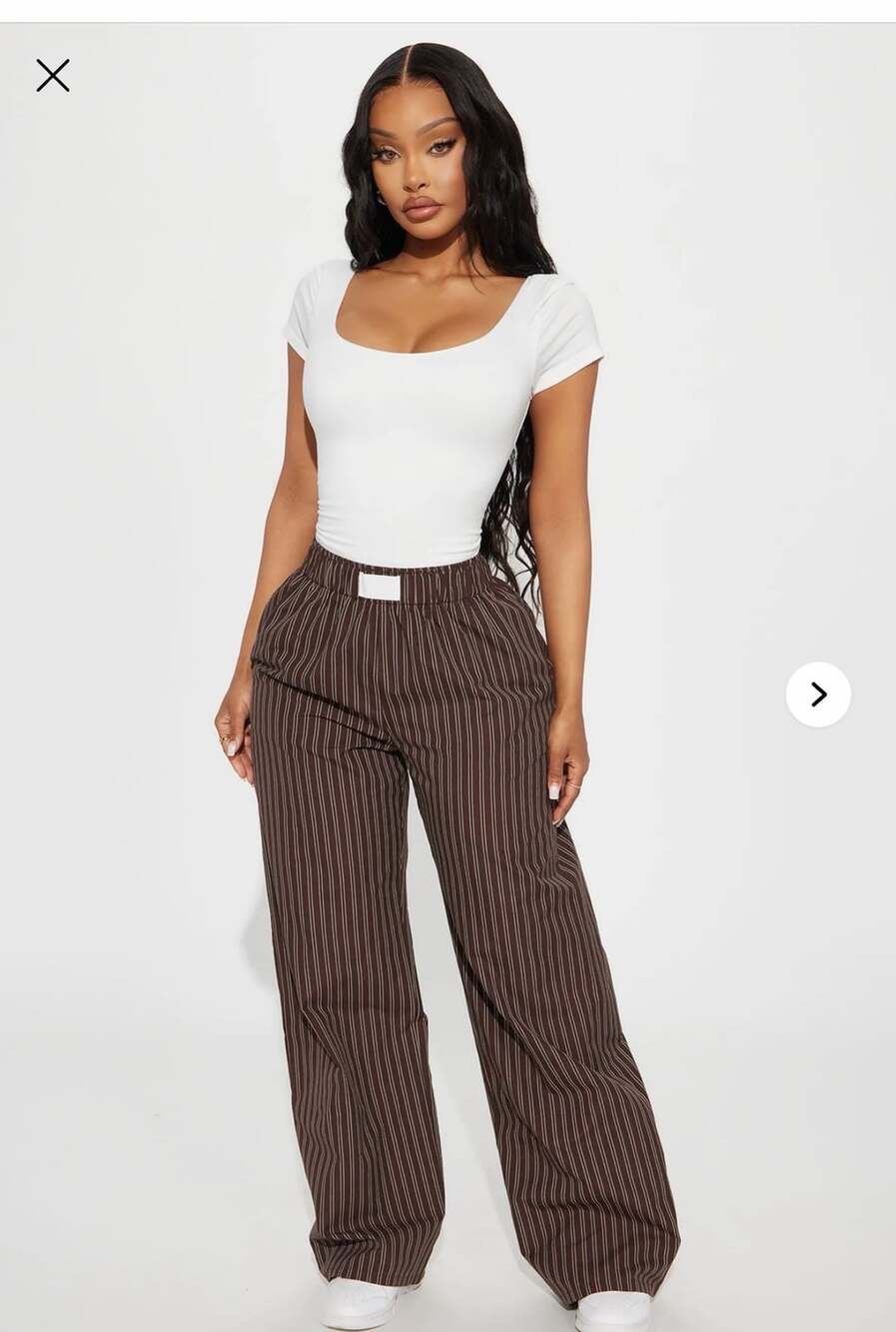 Princess Polly Cedars Stripe Low Rise Wide Leg Pants Brown